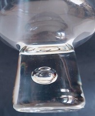 Set Of 3 Clear Weighted 5 3/4″ Glass Tumblers Suspended Air Bubble Stem 15 oz