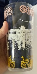 VTG Hazel Atlas Glass Tumbler “Americana” “To Far-Away Places» Nostalgia Theme