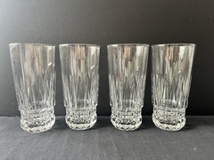 4 CRISTAL D ARQUES DURAND VILLENEUVE FLAT TUMBLERS 6 3/8”