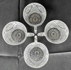 1898 Duncan & Sons Glass 4 Bassettown Pattern #40 Clear Crystal Punch Cups