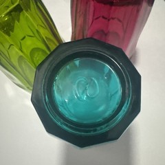 Vintage Pasabahce Palaks Jewel Toned 10 Panel Tumbler Glasses 5 3/8″ Set of 3