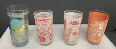 Lot of 4 VTG Frosted Souvenir Glasses Grand Canyon, OK, Lake Wales, NC EUC!