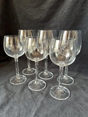 Bohemia Crystal «Isabelle» Water & Wine Glasses Faceted Stem Set of SIX