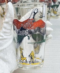Vintage Hazel Atlas Pheasant Hunting Bar Glasses Set of 6 MCM Barware