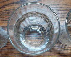 Vintage? set of (3) clear diamond/lattice pattern juice glasses