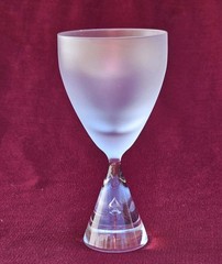 Vintage MURANO Frosted & Clear Wine Glass Hourglass Design w TEARDROP BUBBLE #2