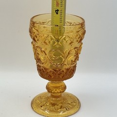 New Baroque By Horchow Amber Glass Goblets Wine Glasses Scrolls Set of 4