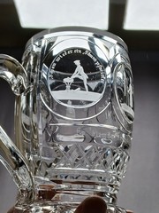 19th Century German Engraved Scenes & Sayings Cut Glass Mug / Stein C.1820-1830s