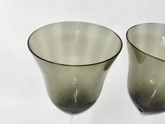 Qualia Crystal Glassware Meridian Goblet Set of 2 Glasses, Black Smoky Finish