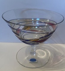 TGMG Romania Milano Mosaic Art Stained Glass Sherbet Bowl Purple Gold New Swirl