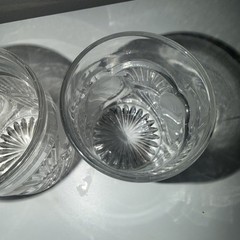 Set of 4 Glass Tumblers HORN OF PLENTY Pattern 3 5/8 “ tall excellent condition