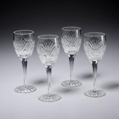 Contemporary Modern Cut Crystal Tulip Flower Wine Glass 7.5″ 4pc Set A