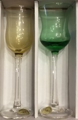 New BLOCK Crystal Mouth Blown Kaleidoscope Cordials Set of 6 Hand Cut & Polished