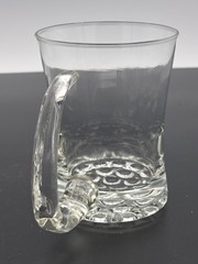 Libbey Knob Hill Clear Glass Cofee Cup / Beer Mug, Bubble Base, Vintage Set Of 5