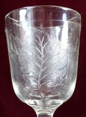 Oak Leaf Goblet Colombia Glass Stippled Clear EAPG 1890 Antique #111