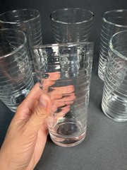 Libbey HOOPS Crisa Clear Ribbed Tumbler Glasses Set of 6 6”