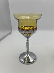 Stemmed Farber Bros Krome Kraft Cambridge Glasses Amethyst Green Amber Set of 4