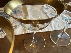 Mid Century Minton 36 Gold Encrusted Low Champagne Sherbet Glasses/6 Pieces