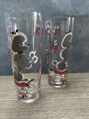 VTG MCM Highball Glasses Set of 2 With Poodle motif