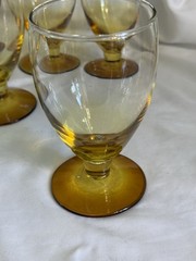 OMBRE HONEY AMBER VINTAGE PEDESTAL WINE/WATER GOBLETS (7)