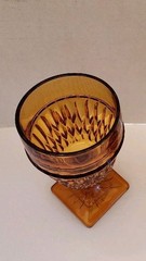 Vintage Indiana Glass Amber Mt. Vernon Footed Goblet Glass Square Base