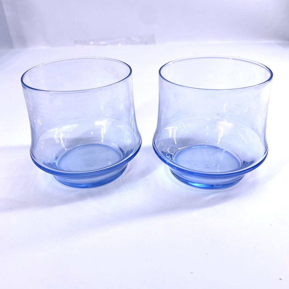 Vintage Rocks Glasses Whiskey Lowball Barware Juice Libbey Impromptu Azure Blue