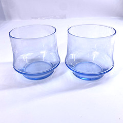 Vintage Rocks Glasses Whiskey Lowball Barware Juice Libbey Impromptu Azure Blue