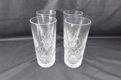 Unknown Pattern Set 4 Heavy Cut Highballs 6 1/8″ Tall 2 3/4″ in Diameter