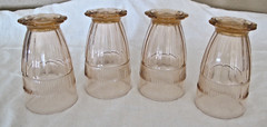 Set of 4 Anchor Hocking Depression Glass Coronation Pink Ribbed Footed Tumblers