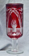 Unusual Roman Lead Crystal, Bordeaux Red/Gold Ruby, Art Deco, 1920, 17.3 cm