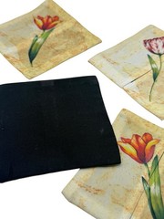 Floral Wine Glass Sleeves Fabric Protective Pouches Set of 4 Tulip Design