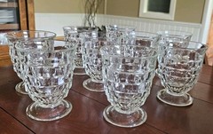 9/Set Vtg. Colony Glass Whitehall Clear Glass Cubist 4.25” Footed Tumblers