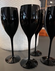 Set/4 Mikasa Amethyst Black 9″ TALL Wine Crystal Glasses MCM Vintage