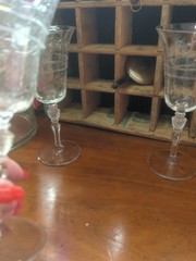 Vintage Tall Libby Rock Crystal Wine Footed Stems Glasses Glass Set Elegant…