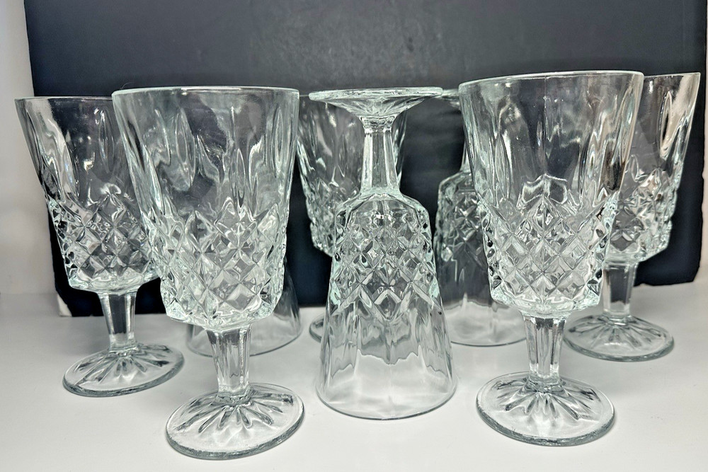 8 Libbey Cambridge Water Ice Tea Goblets Vintage Crystal LIBBEY GLASS COMPANY