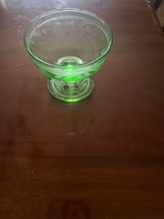 (3) Hazel Atlas Green Cloverleaf Uranium Depression Glass Dessert Sherbet VTG