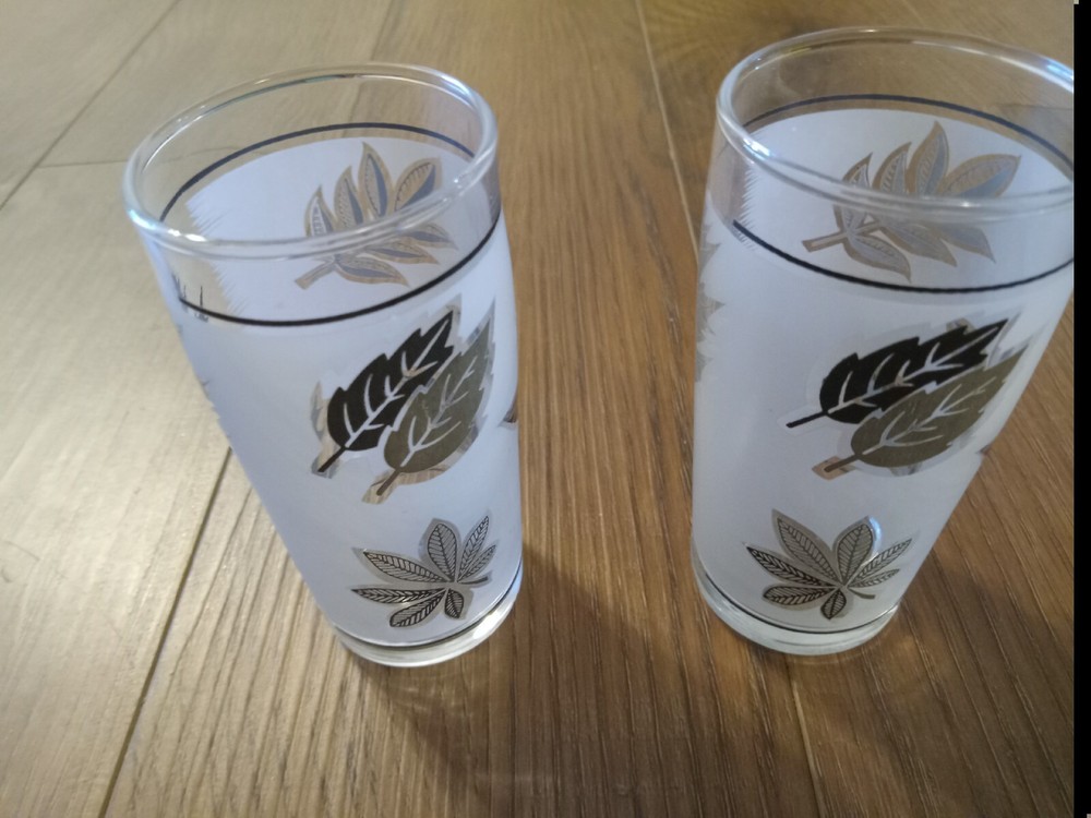 Vintage Libbey Silver Foliage 4 oz Juice Glasses Set Of 2 Pre-owned