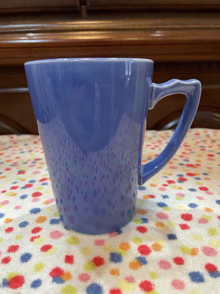 Homer Laughlin Riviera Handled Tumbler Mauve Blue Excellent