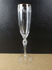 Lot of 4 Lenox Crystal Domaine Champagne Flutes Glasses Cut Swags Gold Edge