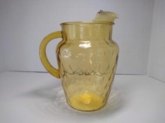 ANCHOR HOCKING Pitcher, Amber, MADRID, Diamond Optic, Honeycomb Scales