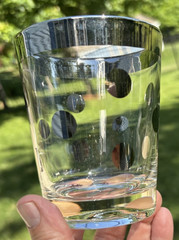 Dorothy Thorpe Style Silver Band and Polka Dots 15oz Double Old Fashioned VGUC