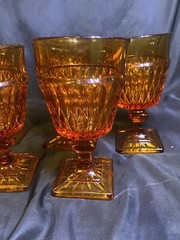 Chunky Vintage 6” Spiced Pumpkin Wine Goblets- Set of 5 MINT CONDITION