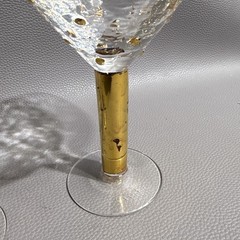Stephen Smyers Morocco Signed Art Glass Martini Set Of Two Gold Fleck