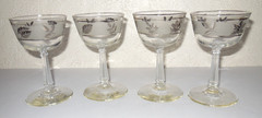 Early 1960s Libbey Frosted Silver Leaf Liquor Cocktail Glasses 4 7/8” Tall Set 4