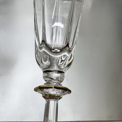 RARE/HTF Set (4) HOYA Crystal Champagne Wine Flutes Glasses w/Gold Trim/Accents