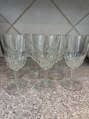 Cristal D’Arques Durand Diamant Crystal Wine Water Goblet Glass 6-3/4″ Set of 6