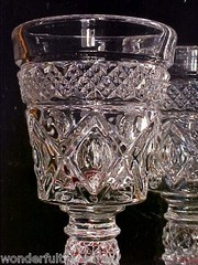 9 ORNATE Double Ring Stem Footed Shot Glasses Square Foot CAPE COD by IMPERIAL