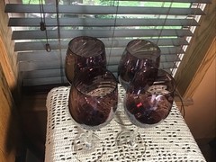 4 Stunning Amethyst Purple Optic Swirl 18 Oz 9 1/2” Wine Goblets Glasses