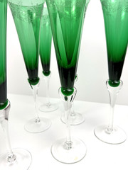 Lenox Set of 6 Holiday Gems Emerald Fluted Toasting Champagne Flutes Long Stem