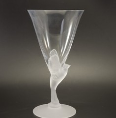 Sasaki Crystal Wings Clear Wine Glasses set of 2 E Yamagishi Figural Stem Vtg